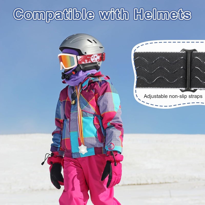 YooxArmor OTG Kids Ski Goggles Kids Snowboard Goggles for Boys Girls Toddler Youth Kid Snow Goggles Anti-Fog UV400 Protection - Image 4